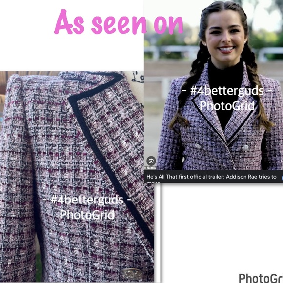 New Veronica Beard “Theron” Tweed Double Breasted Tailored Trim Jacket Size 6 - Picture 5 of 16